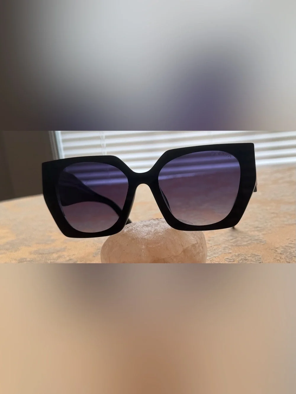 Prada Black Acetate Sunglasses with Purple Gradient Lenses